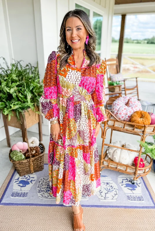 Cue the Colors of Fall Midi Dress Comfortable Ribbed Midi Dress