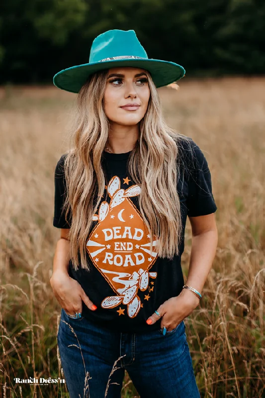 DEAD END ROAD - HEATHER BLACK TEE Nylon Fabric Polyester Fabric Spandex Fabric