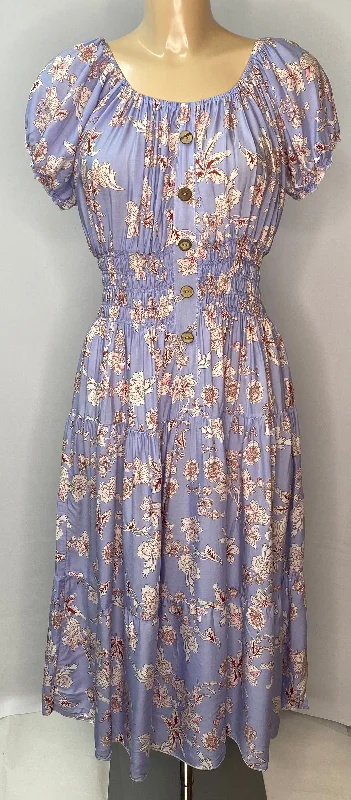Delicate Flower Print Bardot Midi Dress (2 colours) Fashionable Skater Midi Dress