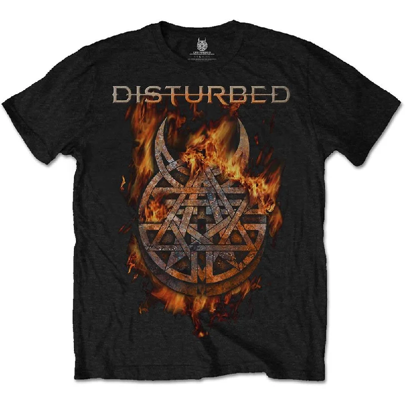 Disturbed T-Shirt: Burning Belief Front Pockets Side Pockets Patch Pockets