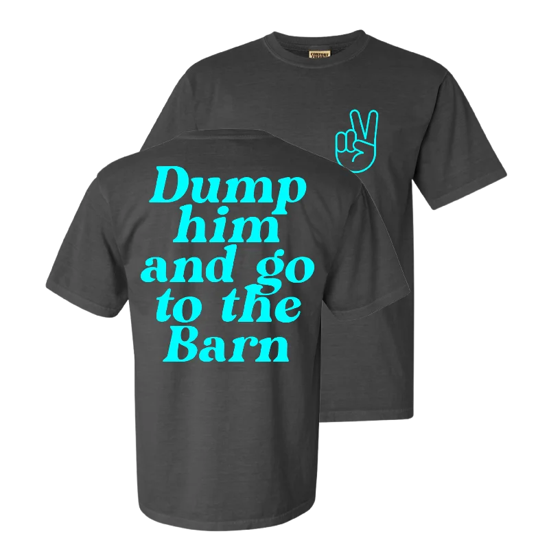DUMP HIM - CHARCOAL GRAY TEE Solid Print Embellished