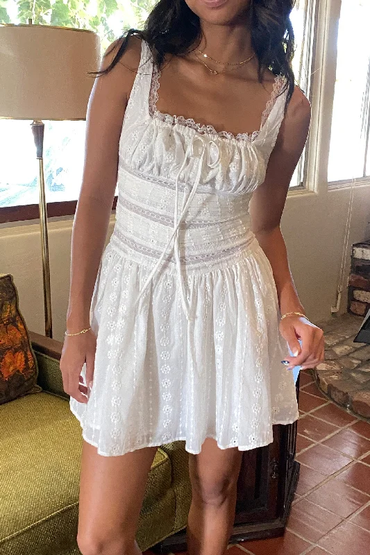 Embroidery & Lace Eyelit Mini Dress Cozy Ribbed Mini Dress