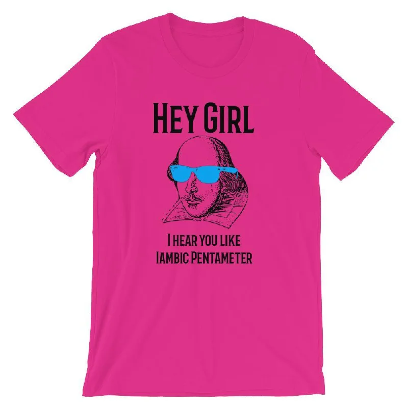 Funny English Literature Shakespeare T-Shirt, Hey Girl Ribbed Striped Patterned