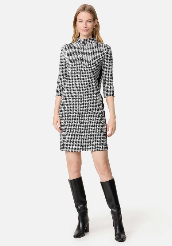 Gerry Weber Houndstooth Mini Dress, Black and White Elegant Mini Dress with Pleats