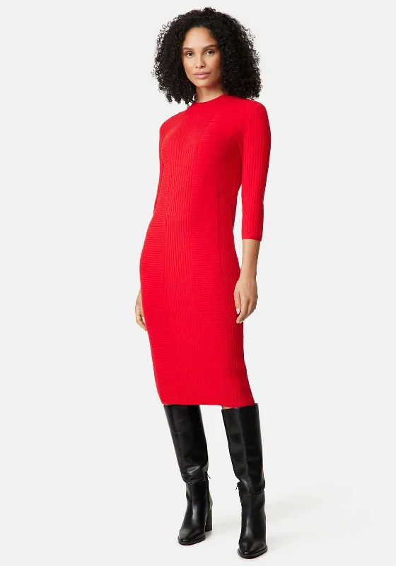 Gerry Weber Ribbed Knit Midi Dress, Red Fashionable High-Low Midi Dress