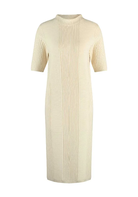 Gerry Weber Ribbed Knit Midi Dress, Cream Elegant Velvet Midi Dress