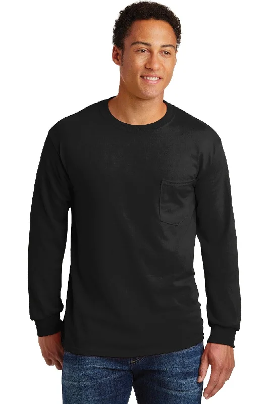 Gildan - Ultra Cotton 100% US Cotton Long Sleeve T-Shirt with Pocket.  2410 Rayon Velvet Corduroy