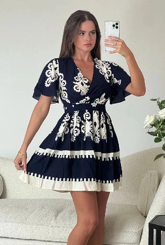 GIRL IN MIND SUZANNE BORDER MINI DRESS Classic Floral Print Mini Dress