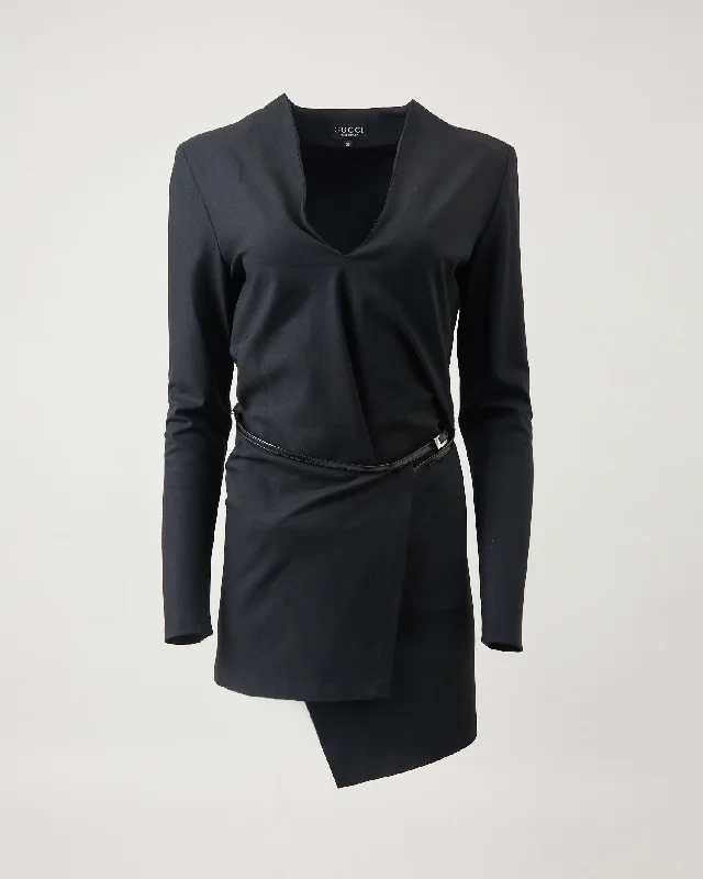 Gucci Black Wrap Style Mini Dress - M Cozy Cotton Mini Dress