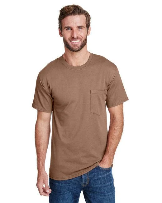 Hanes Adult Workwear Pocket T-Shirt W110 Collared Crew Neck Turtle Neck