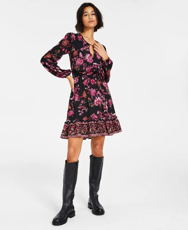 INC International Concepts Petite Printed A Line Mini Dress Cozy Knitted Mini Dress