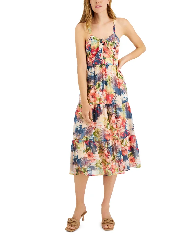 INC International Concepts Printed Tie Detail Tiered Midi Dress Trendy Shift Midi Dress INC International Concepts Printed Tie Detail Tiered Midi Dress Trendy Shift Midi Dress