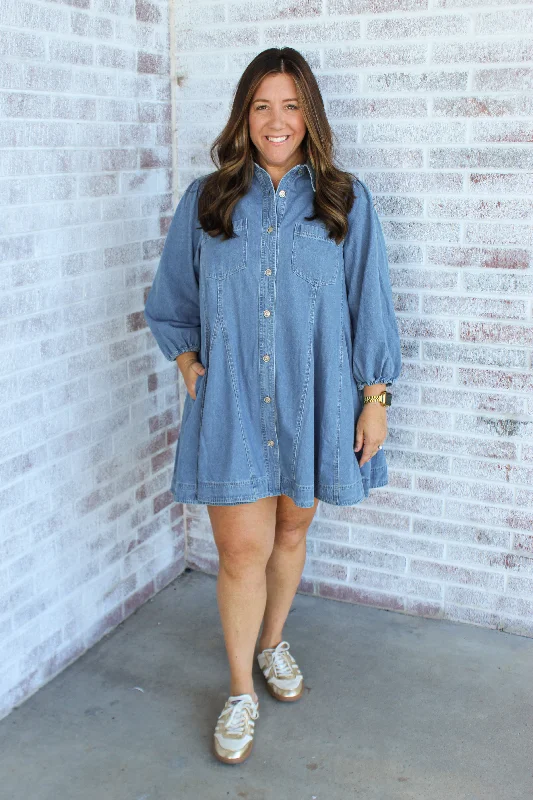 January & May - Would You Look At Her Collared LS Mini Dress Cozy Jersey Mini Dress