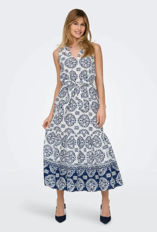 JDY ANNA SL MIDI DRESS Stylish Long Sleeve Floral Midi Dress