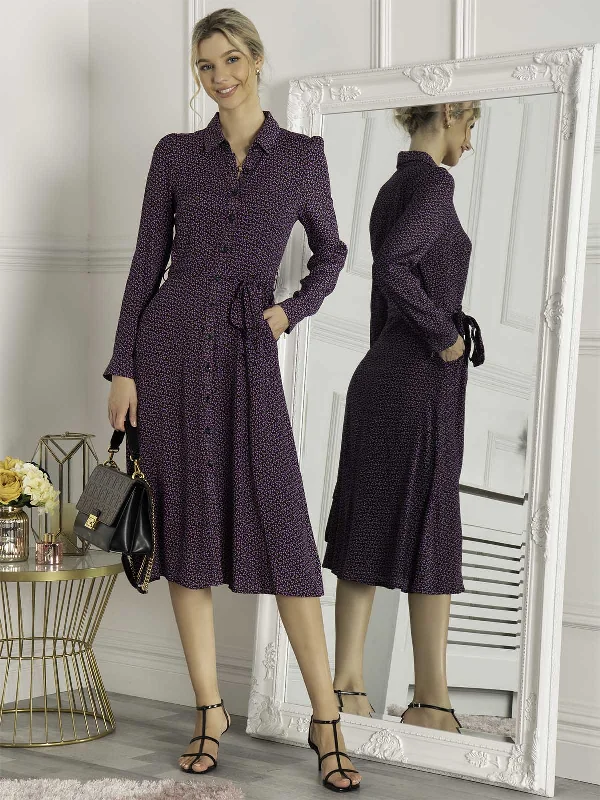 Jolie Moi Shea Viscose Shirt Midi Dress, Purple Multi Elegant Satin Button Midi Dress Jolie Moi Shea Viscose Shirt Midi Dress, Purple Multi Elegant Satin Button Midi Dress