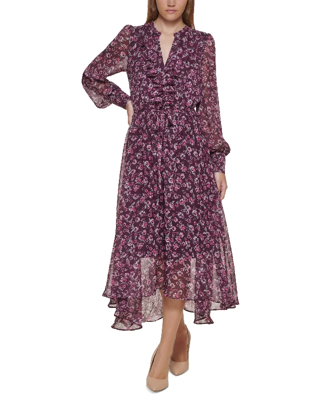 Karl Lagerfeld Paris Floral Print Midi Dress Stylish Button-Down Midi Dress