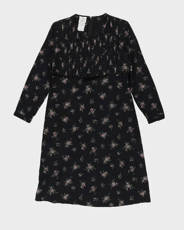 Laura Ashley Black Floral Midi Dress - M Trendy Floral Wrap Midi Dress