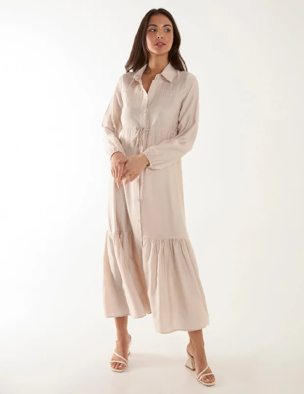 Belted Midi Dress Comfortable Lace-Up Midi Dress