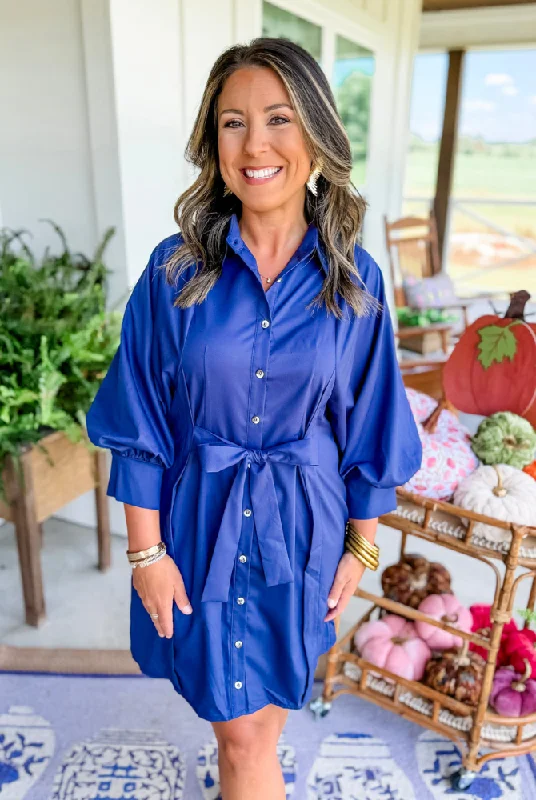 Luxe Fall Feeling Mini Dress in Navy Fashionable Summer Mini Dress