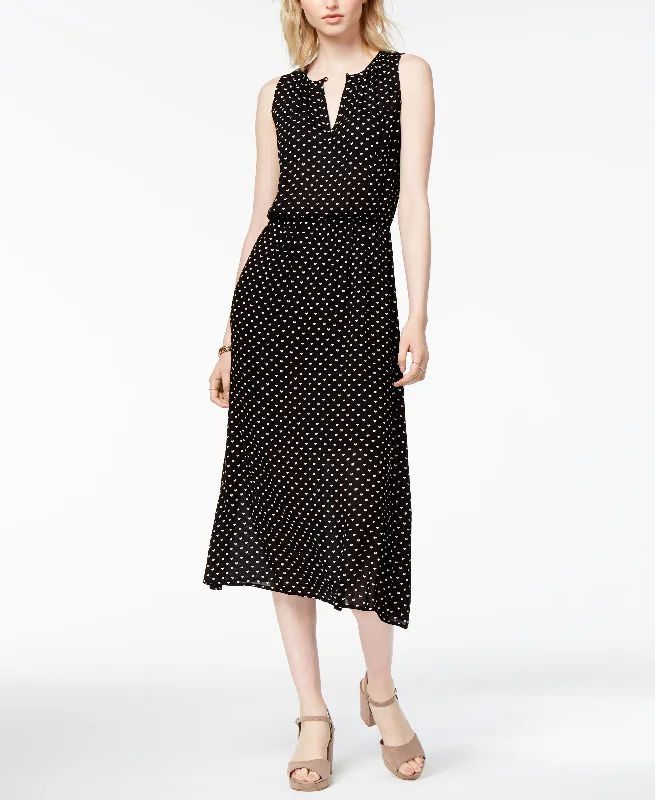 Maison Jules Heart Print Midi Dress Comfortable Denim Midi Dress