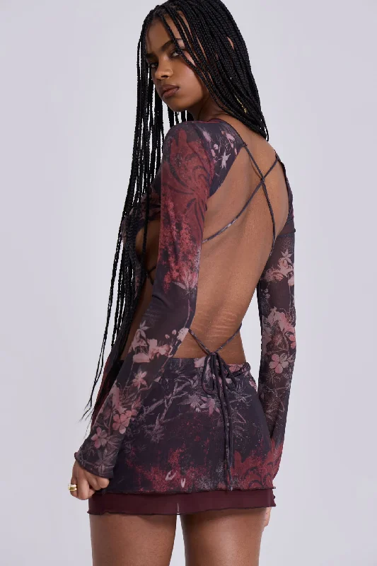 Maram Mesh Backless Mini Dress Cozy Wraparound Mini Dress