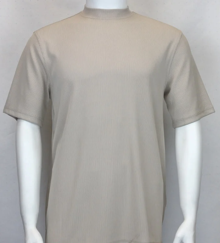 Mens Elegant Beige Silky Mock Neck Dressy T-Shirt Chenille Blend Fleece Blend Nylon Blend Mens Elegant Beige Silky Mock Neck Dressy T-Shirt Chenille Blend Fleece Blend Nylon Blend