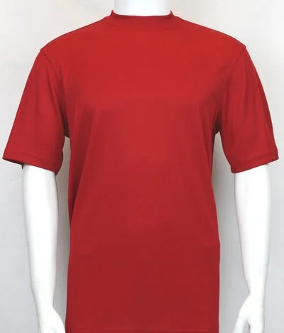 Mens Elegant Silky Red Mock Neck Dressy T-Shirt Ribbed T-Shirt High Neck Heavyweight Mens Elegant Silky Red Mock Neck Dressy T-Shirt Ribbed T-Shirt High Neck Heavyweight