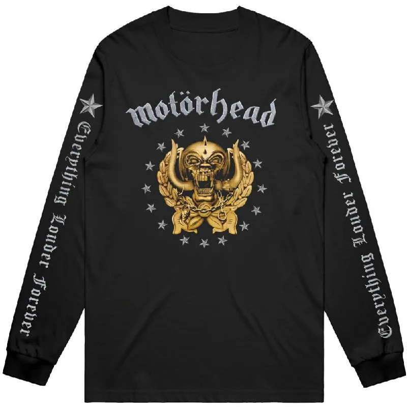 Motorhead Unisex Long Sleeved T-Shirt: Everything Louder Forever (Sleeve Print) Machine Wash Dry Clean Hand Wash Motorhead Unisex Long Sleeved T-Shirt: Everything Louder Forever (Sleeve Print) Machine Wash Dry Clean Hand Wash