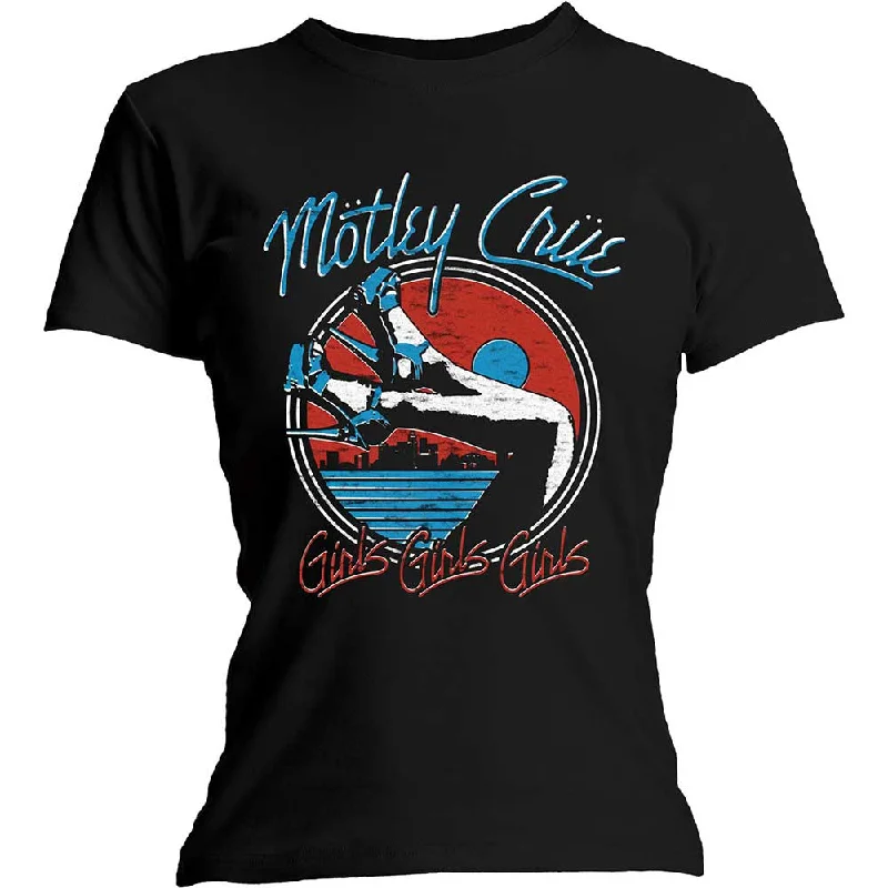 Motley Crue Ladies T-Shirt: Heels V.3. Basic T-Shirt Crew Neck Short Sleeve