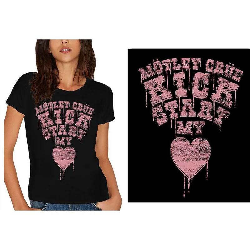 Motley Crue T-Shirt: Kick Start My Heart Front Pockets Side Pockets Patch Pockets