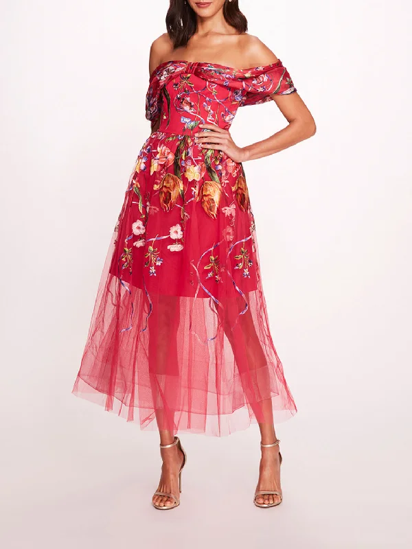 Ribbons Midi Dress Comfortable Empire Waist Midi Dress