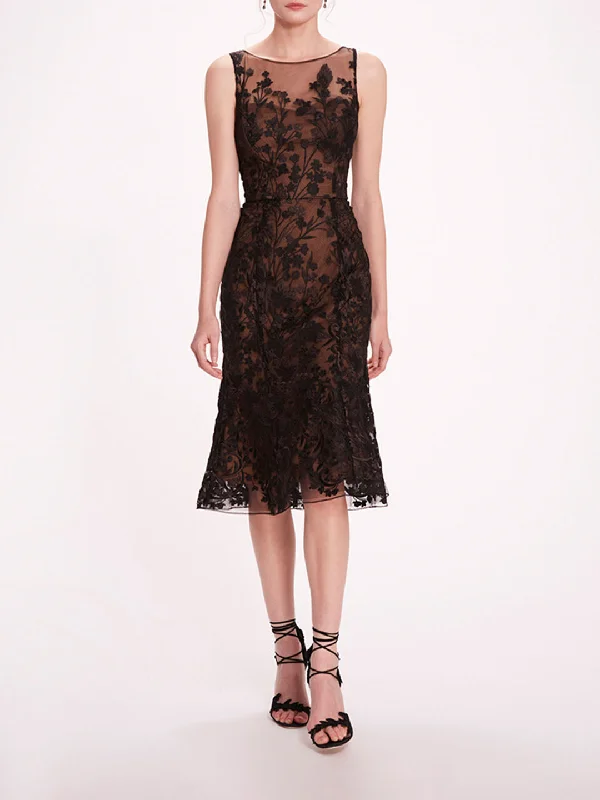 Embroidered Tulle Midi Dress Cozy Spaghetti Strap Midi Dress