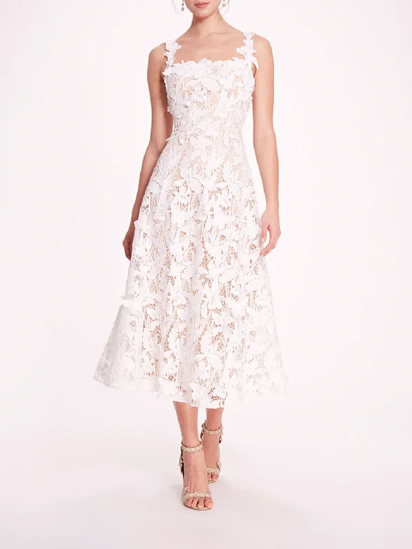 Organic Lace Midi Dress Elegant V-Neck Midi Dress