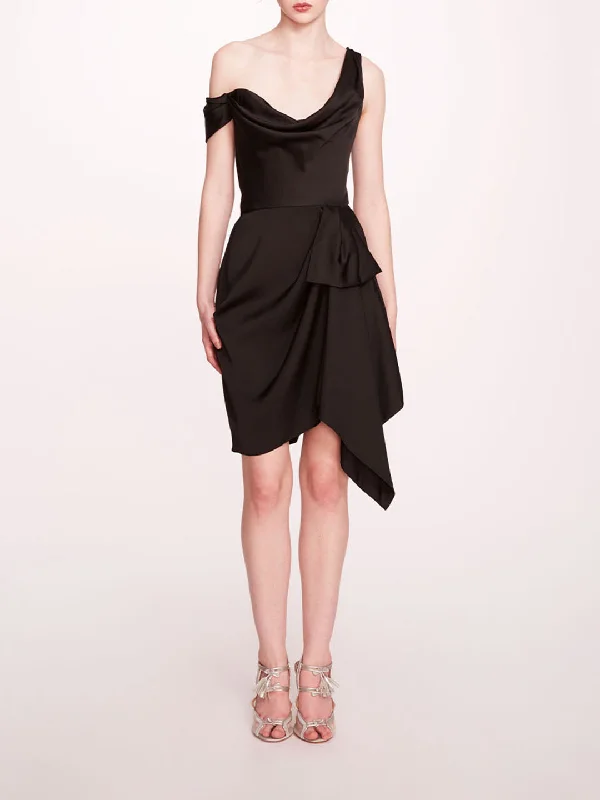Asymmetrical Satin Mini Dress Comfortable Boho Mini Dress
