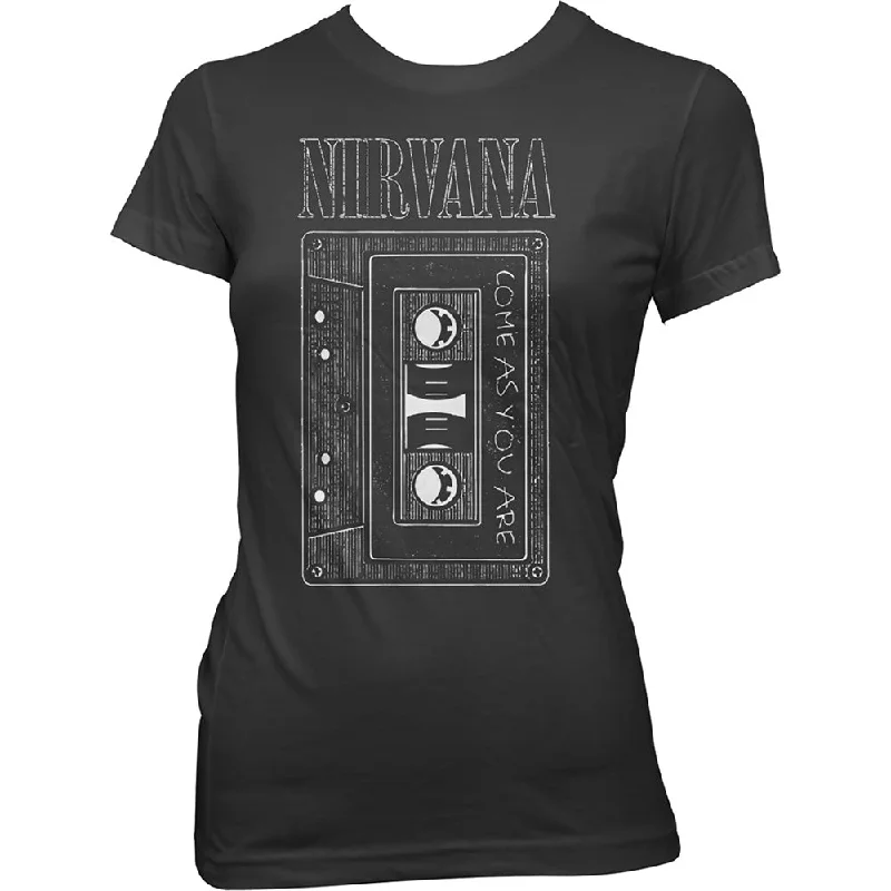 Nirvana Ladies T-Shirt: As You Are Tape Collared Crew Neck Turtle Neck