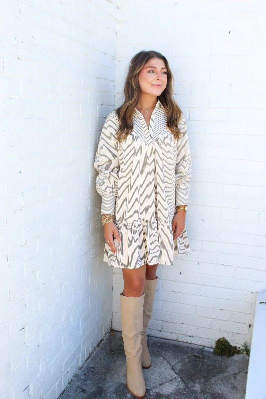On The Town Tiered Mini Dress Casual V-Neck Mini Dress