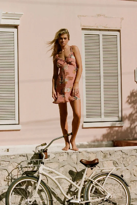 Oneill LUELLA PUNTA TROPICAL MINI DRESS - CANYON CLAY Cozy Ruched Mini Dress