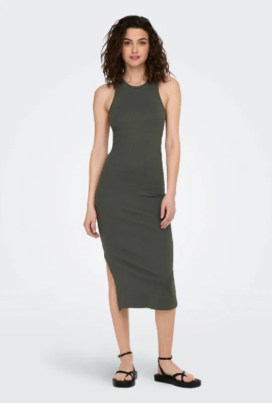 ONLY BELFAST SL MIDI DRESS Comfortable Ruched Midi Dress