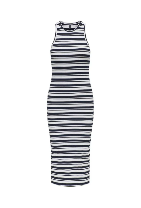 ONLY BELFAST STRIPE SL MIDI DRESS Stylish Striped Midi Dress