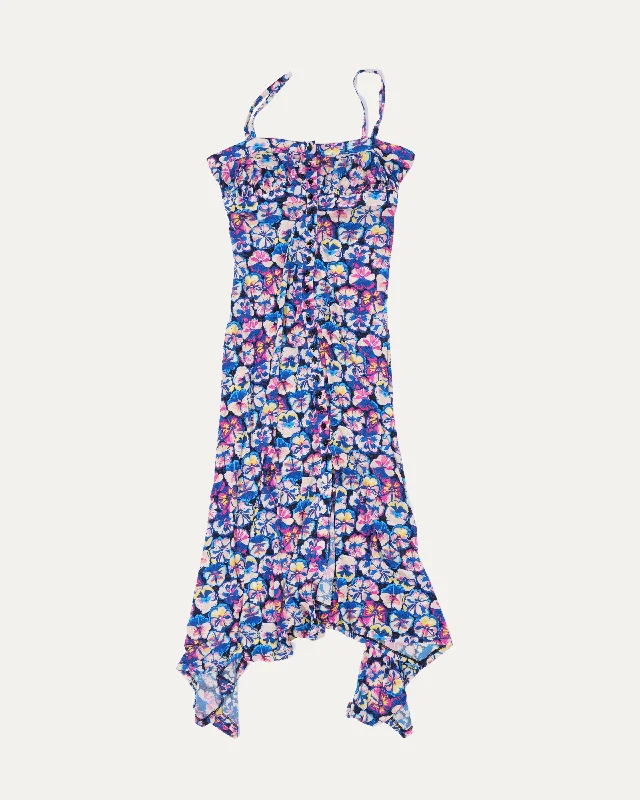 Floral Print Sweetheart Neck Midi Dress Comfortable Fit-and-Flare Midi Dress