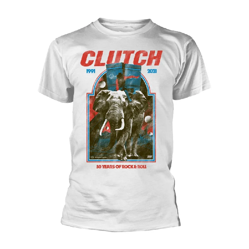 Clutch Unisex T-shirt: Elephant (White) Satin Fabric Silk Fabric Chiffon Fabric