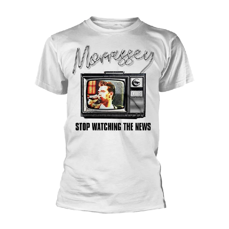 Morrissey Unisex T-shirt: Stop Watching The News Zippered Front Buttoned Front Snap Front Morrissey Unisex T-shirt: Stop Watching The News Zippered Front Buttoned Front Snap Front