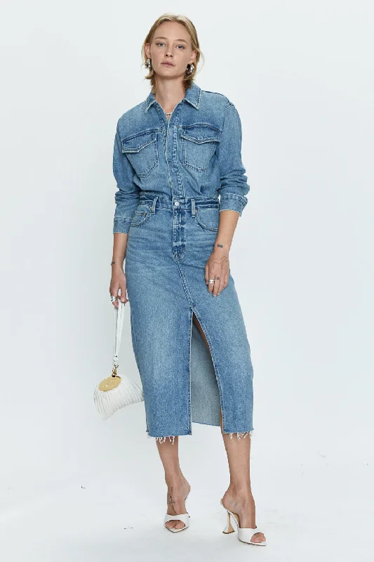 PISTOLA Amira Midi Dress in Marcel Fashionable Off-Shoulder Dress Midi