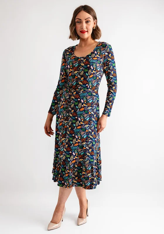 Pretty Vacant Gabi Acorn Print Midi Dress, Navy Multi Trendy Knit Midi Dress