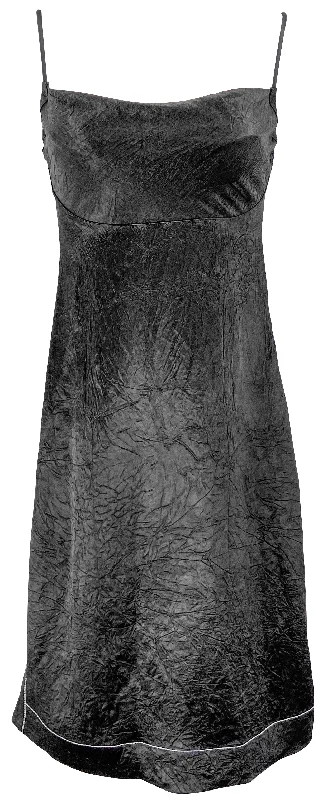 Proenza Schouler Crushed Satin Mini Dress in Black Stylish Plaid Mini Dress