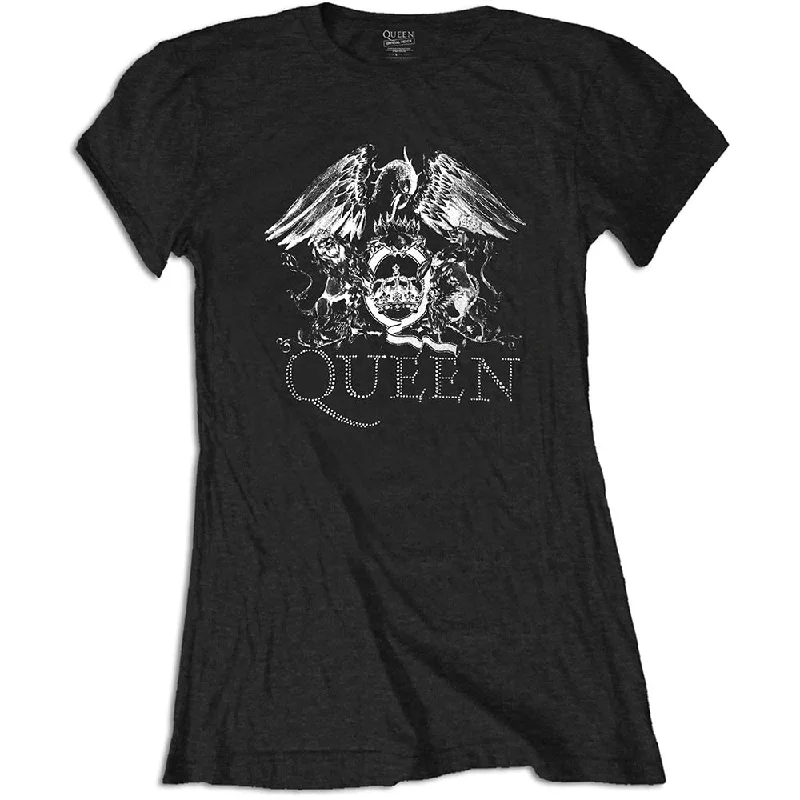 Queen Ladies T-Shirt: Logo (Diamante) Chenille Fabric Brocade Fabric Lace Fabric