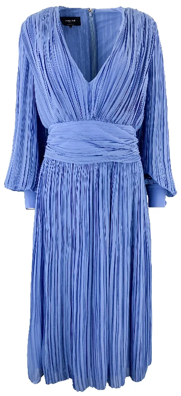Rochas Plissé-detailed Midi Dress in Blue Comfortable Stretch Midi Dress
