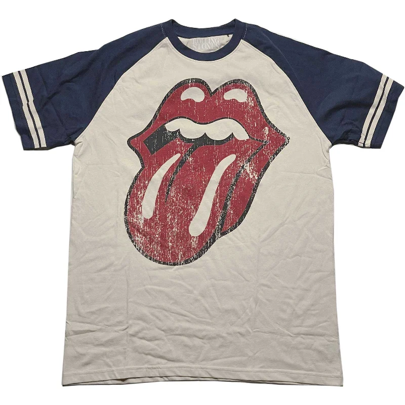 The Rolling Stones Unisex Raglan T-Shirt: Lick Terry Blend Velvet Blend Canvas Blend The Rolling Stones Unisex Raglan T-Shirt: Lick Terry Blend Velvet Blend Canvas Blend