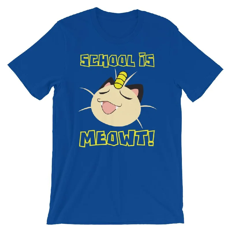 School is Meowt T-Shirt Basic T-Shirt Crew Neck Short Sleeve