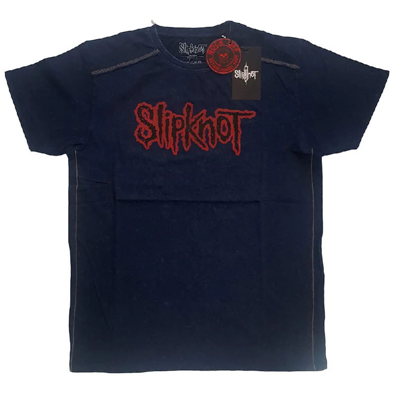 Slipknot Unisex Snow Wash T-Shirt: Logo Denim Fabric Leather Fabric Suede Fabric